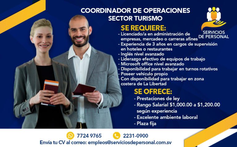 COORDINADOR DE OPERACIONES SECTOR TURISMO