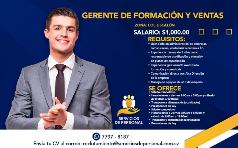 GERENTE DE FORMACIÓN Y VENTAS