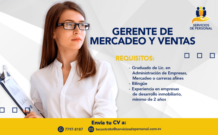 GERENTE DE MERCADEO Y VENTAS