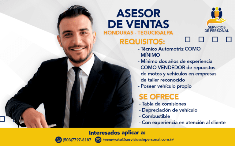 ASESOR DE VENTAS HONDURAS