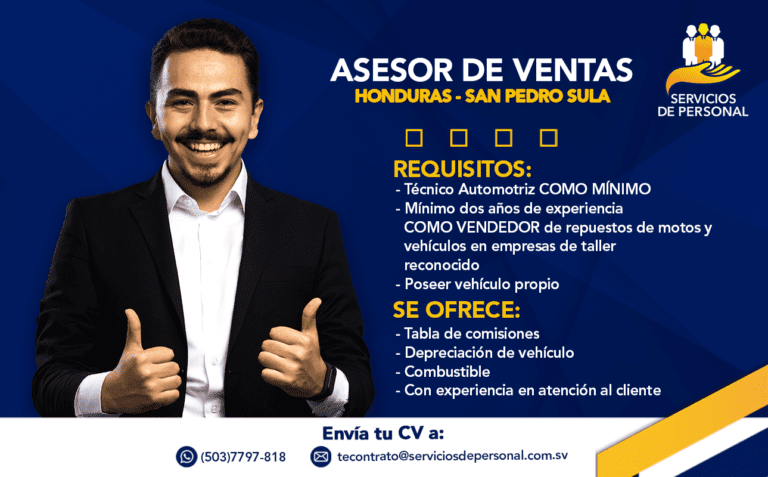 ASESOR DE VENTAS HONDURAS