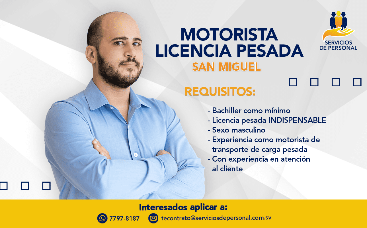 MOTORISTA LICENCIA PESADA