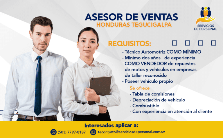 ASESOR DE VENTAS HONDURAS