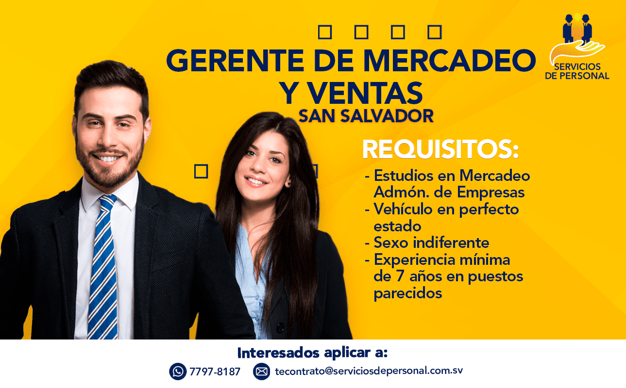 GERENTE DE MERCADEO Y VENTAS