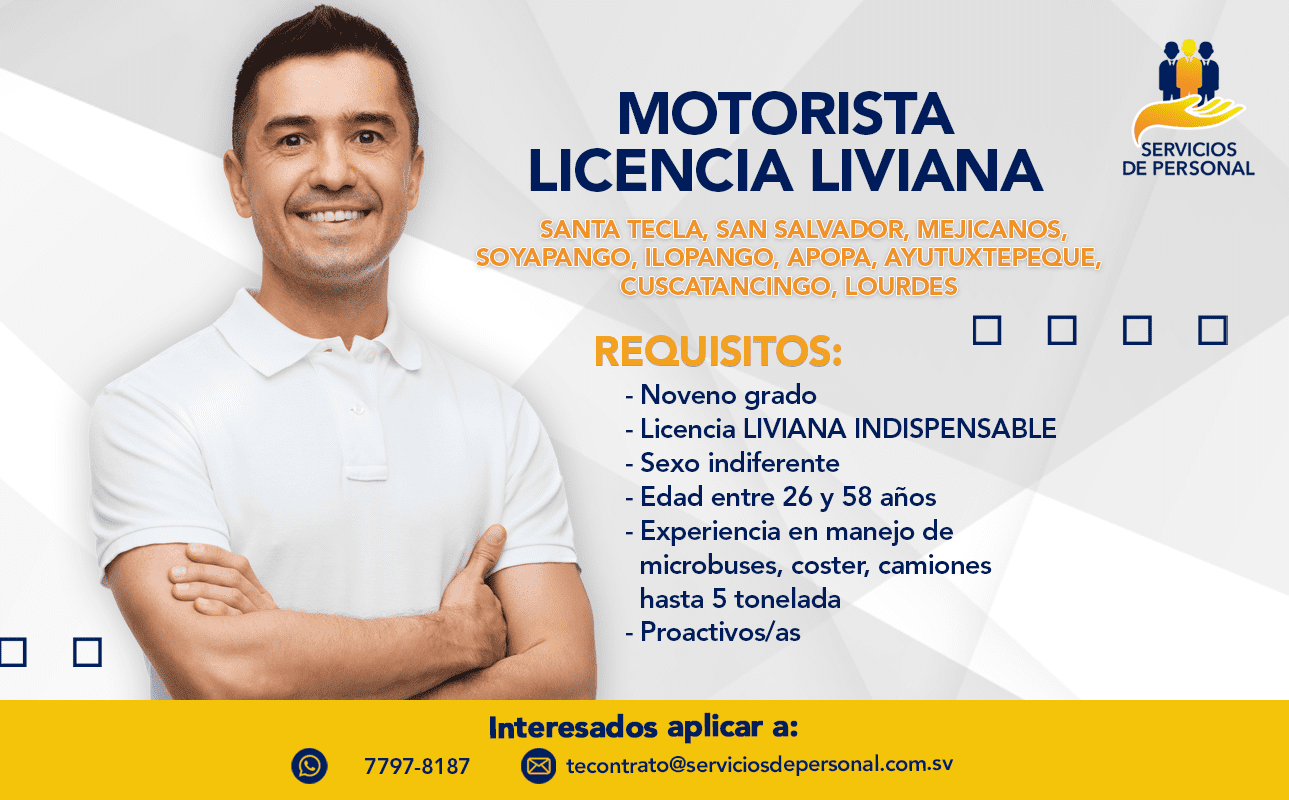 MOTORISTA LICENCIA LIVIANA